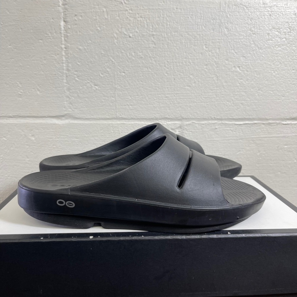 Oofos OOahh Sport Recovery Slides Black Comfort Sandal Slip On Men's 9 US/42 EU